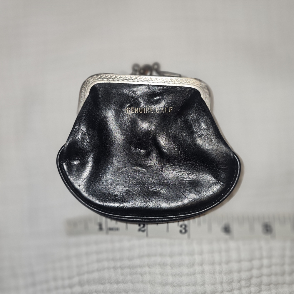 Vintage St. Thomas genuine calf leather double kiss lock coin purse